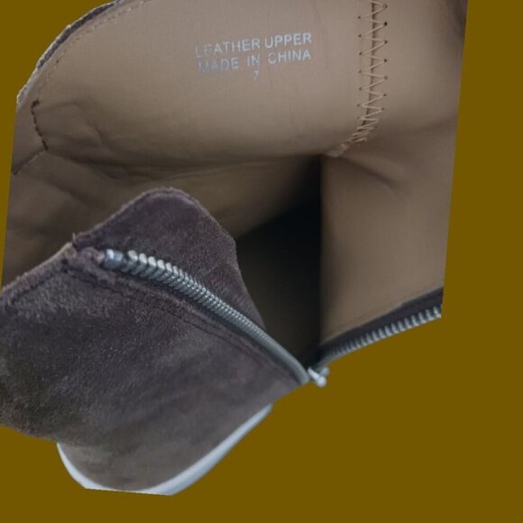 J/Slides NYC Suede Leather Upper Platform Ankle Boots Size 7 tan color - Picture 10 of 13